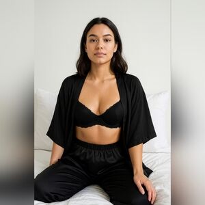 Cottelli Collection Black Lace Balconette Half Cup Bra Underwire Sweetheart Neck